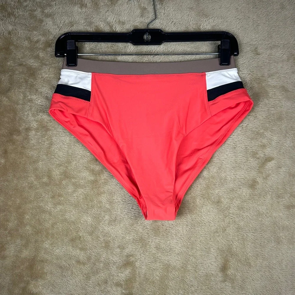 Lot of 3 Prana Baja Bound High Rise Bikini Bottom Rose Fire Colorblock Womens M